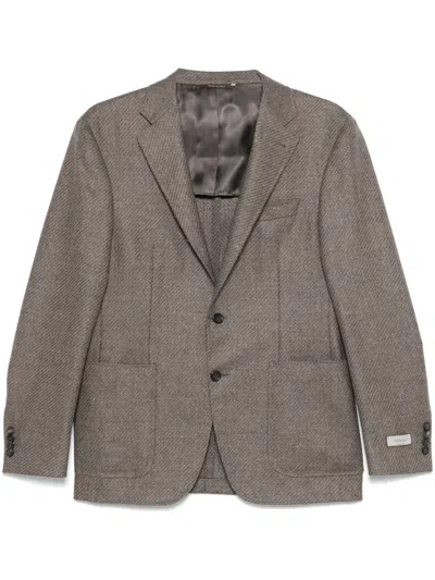 Canali Single-breasted Blazer In Brown