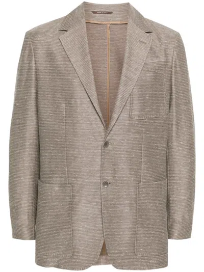 Canali Single-breasted Blazer In Brown