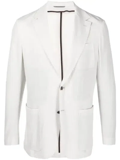 Canali Fitted Single-breasted Button Blazer In Grey