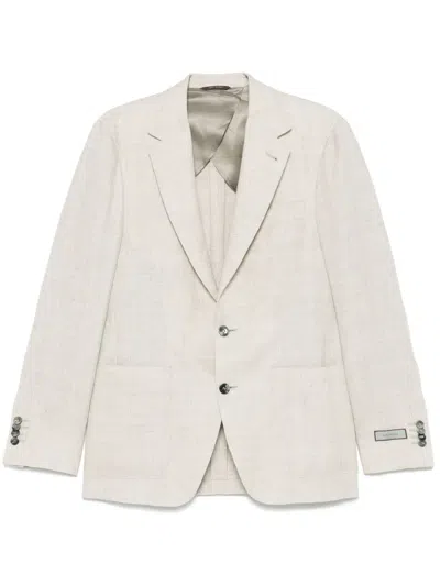 Canali Single-breasted Blazer In Neutrals