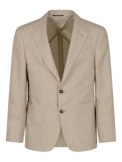 Canali Single-breasted Blazer In Nude