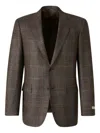 Canali Single-breasted Checked Blazer In Brown