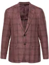Canali Single-breasted Checked Blazer In Pink