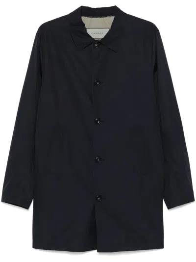 Canali Single-breasted Coat In Blue