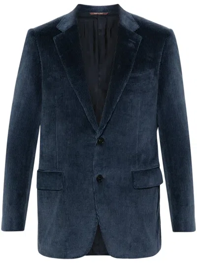 Canali Single-breasted Corduroy In Blue