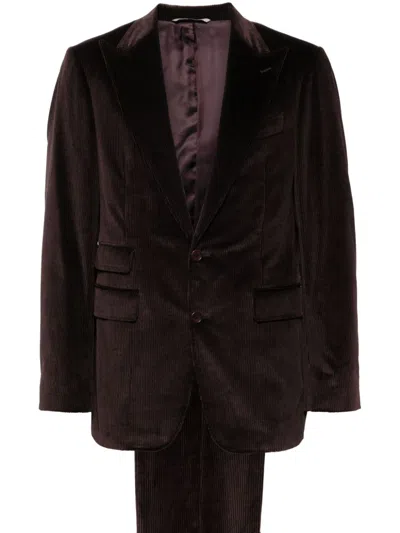 Canali Single-breasted Corduroy Suit In Red