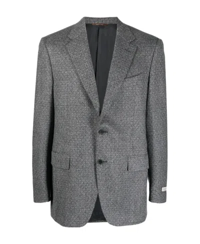 CANALI SINGLE-BREASTED HERRINGBONE-PATTERN BLAZER