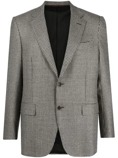 Canali Single-breasted Houndstooth Blazer In Grey