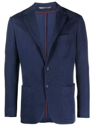 Canali Single-breasted Jersey Blazer In Blue