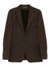 Canali Single-breasted Knitted Blazer In Brown