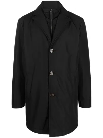 Canali Single-breasted Layered Coat In Black