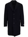 Canali Single-breasted Long Coat In Blue