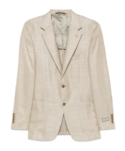 Canali Single-breasted Suit Jacket In Nude