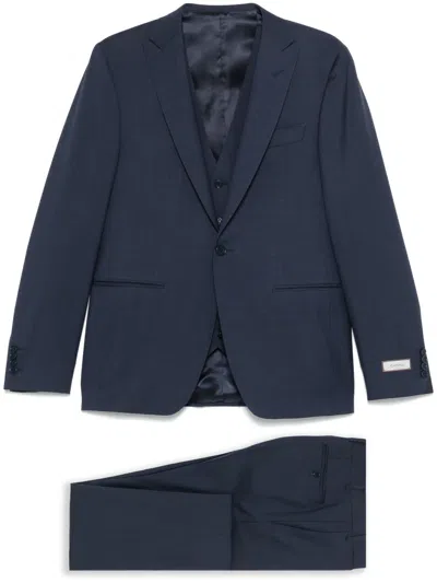 Canali Single-breasted Suit (three Pieces) In Blue
