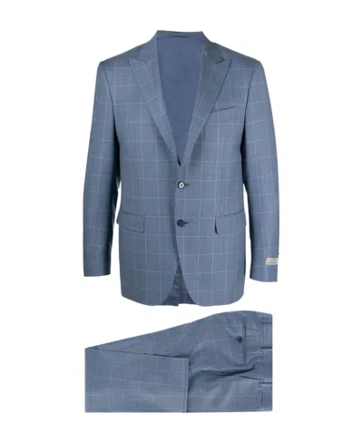 Canali Single-breasted Three-piece Suit In Blue