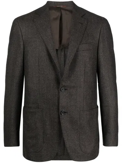 Canali Single-breasted Wool Blazer In Brown