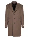 Canali Single-breasted Wool Coat In Brown