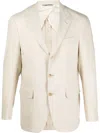 Canali Single-breasted Wool-linen Blazer In Nude