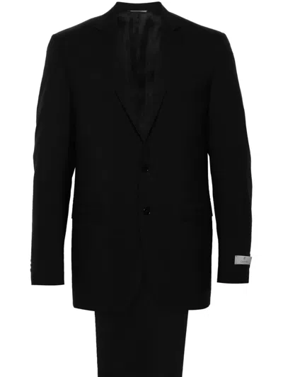 Canali Single-breasted Wool Suit In Black