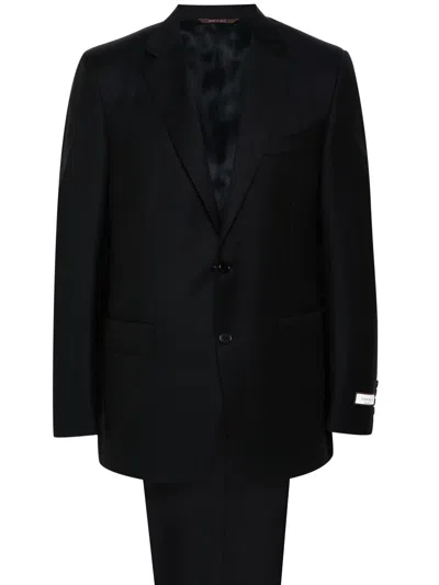 Canali Single-breasted Wool Suit In Blue