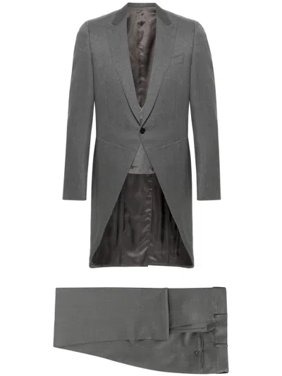 Canali Single-breasted Wool Suit In Grey