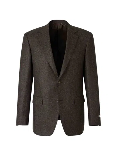 Canali Single-breasted Blazer In Brown