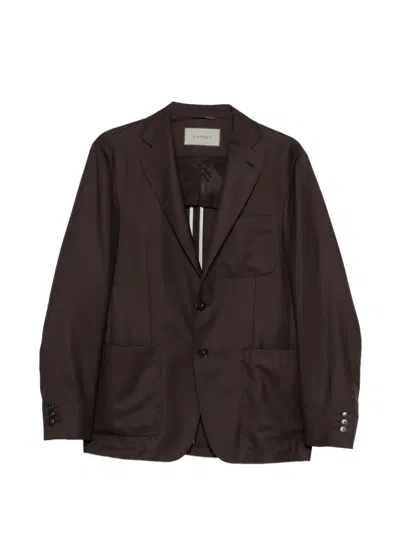 Canali Single-breasted Blazer In Brown