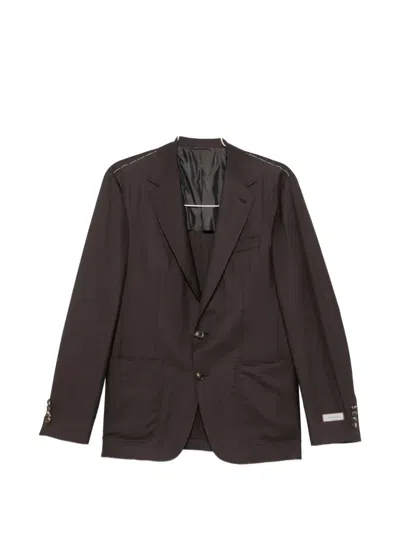 Canali Single-breasted Blazer In Brown