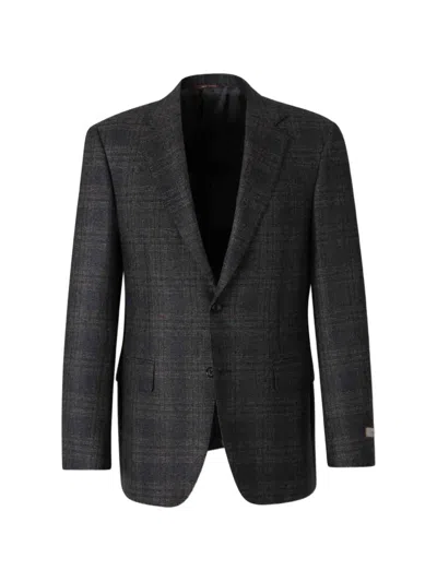 Canali Single-breasted Check-pattern Blazer In Gray