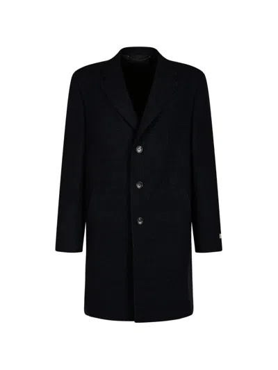 Canali Single-breasted Coat In Blue