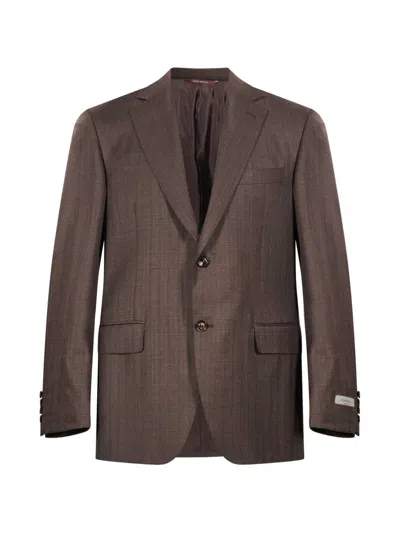 Canali Single-breasted Notched-lapels Suit In Brown