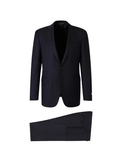 Canali Single-breasted Pinstripe-pattern Wool Suit In Blue