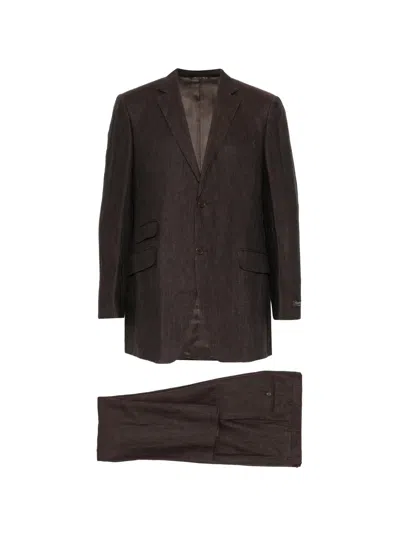 Canali Single-breasted Suit In Brown