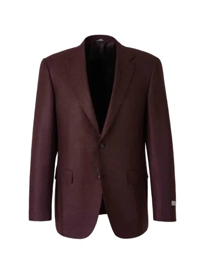 Canali Single-breasted Wool Blazer In Burgundy