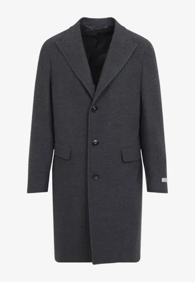 Canali Single-breasted Wool Coat In Gray