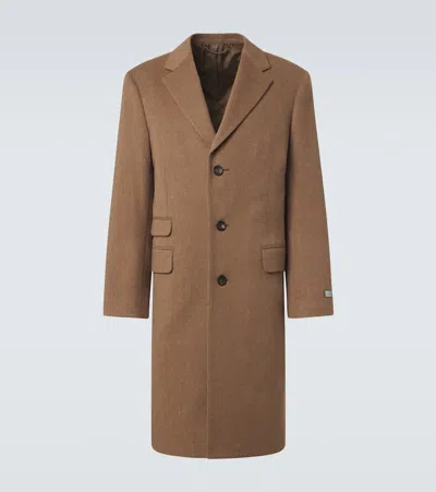 Canali Single-breasted Wool Coat In Sand
