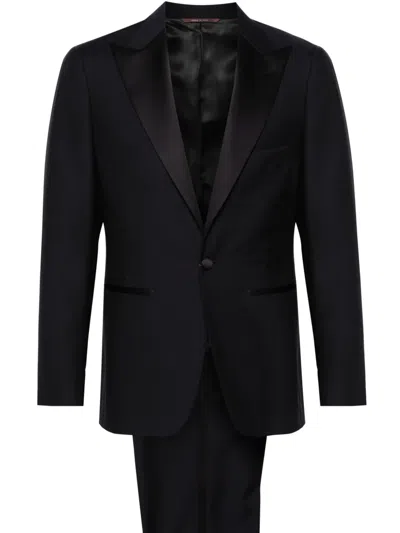 Canali Single-breasted Wool Suit In Black