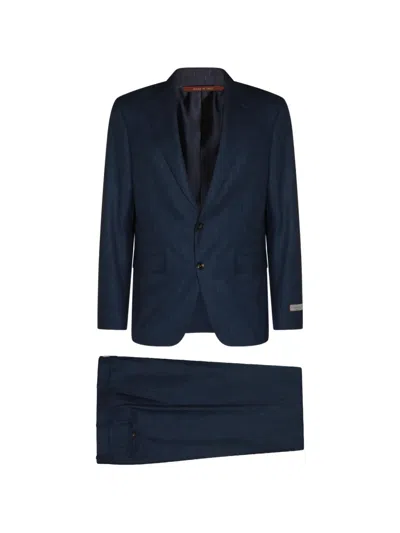 Canali Single-breasted Wool Suit In Blue