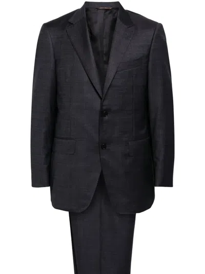 Canali Single-breasted Wool Suit In Blue