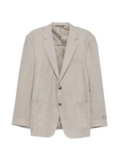Canali Single-breasted Wool-blend Blazer In Gray