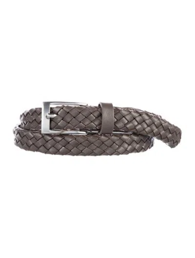 Pre-owned Canali Skinny Leather Belt W/ Tags In Brown
