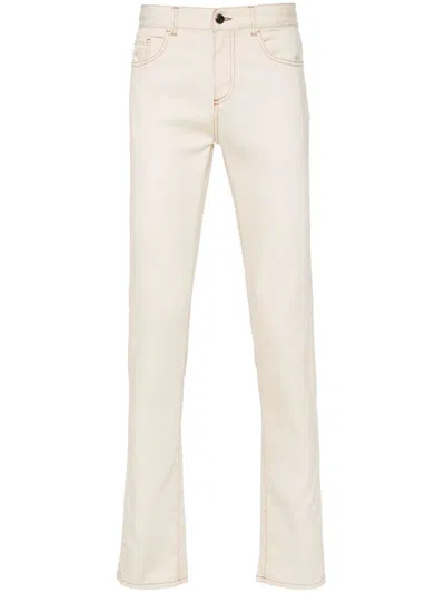 Canali Skinny Trousers In Neutrals