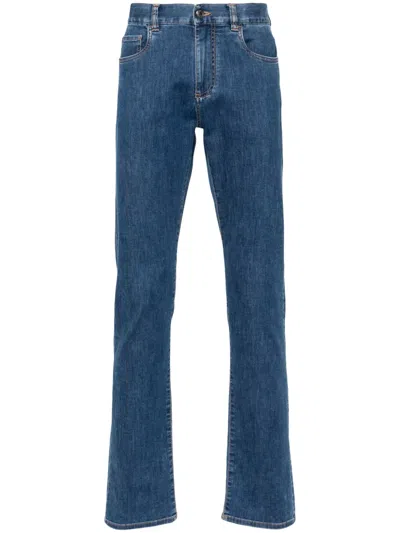 Canali Slim-cut Jeans In Blue