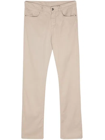 Canali Pressed-crease Slim-fit Trousers In Neutrals