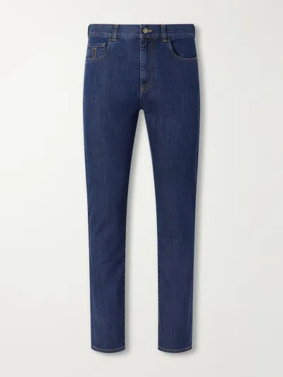 Canali Slim-fit Straight-leg Jeans In Blue