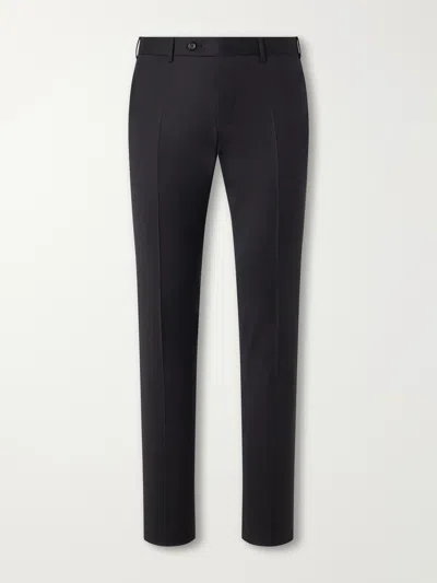 Canali Slim-fit Tapered Wool-twill Suit Trousers In Black