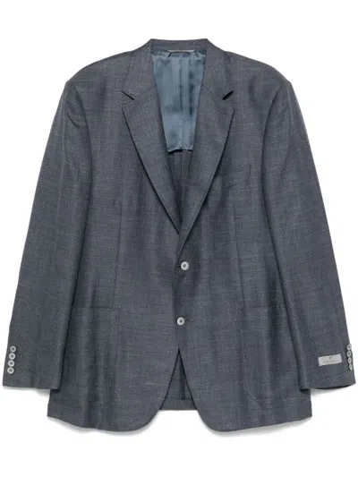 Canali Slub-texture Blazer In Blue