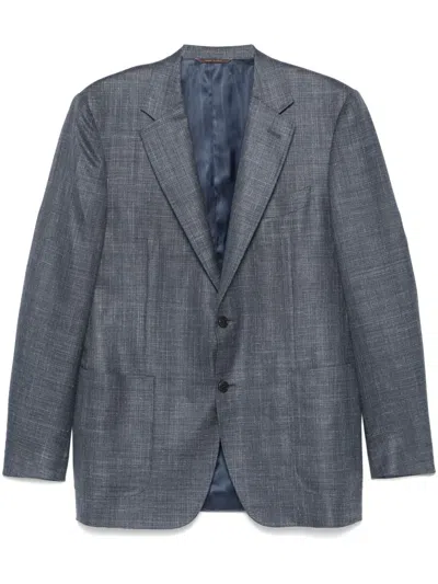 Canali Slub-texture Blazer In Blue