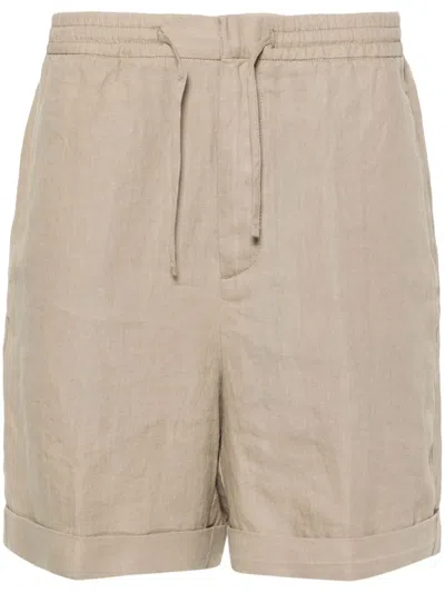 Canali Slub-texture Linen Shorts In Neutrals