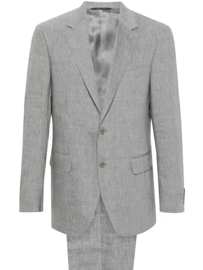 Canali Slub-texture Suit In Grey